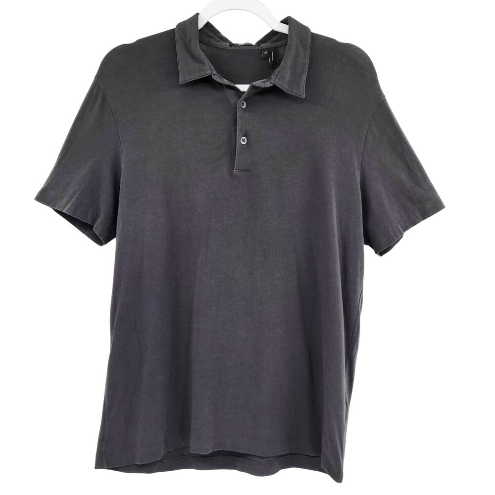 Theory Bron B Cardasis Gray Polo Shirt Classic Button Neck Placket Collar Mens M